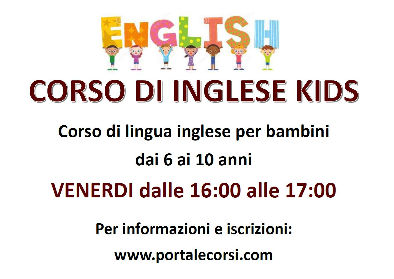 locandina corso inglese bambini